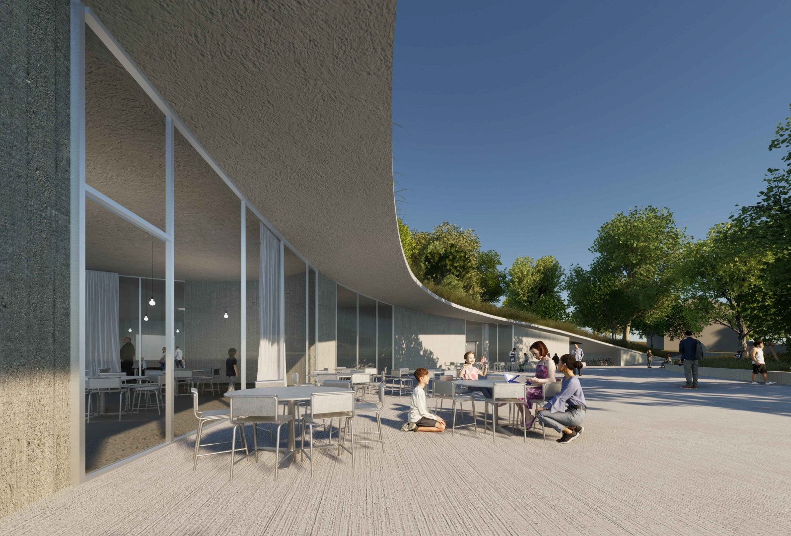 Idejno rješenje Interpretacijski centar Špilja Vindija, prva nagrada, autori Vanja Ilić arhitektura i produkt dizajn, Goran Josip Zmaić graf[2]