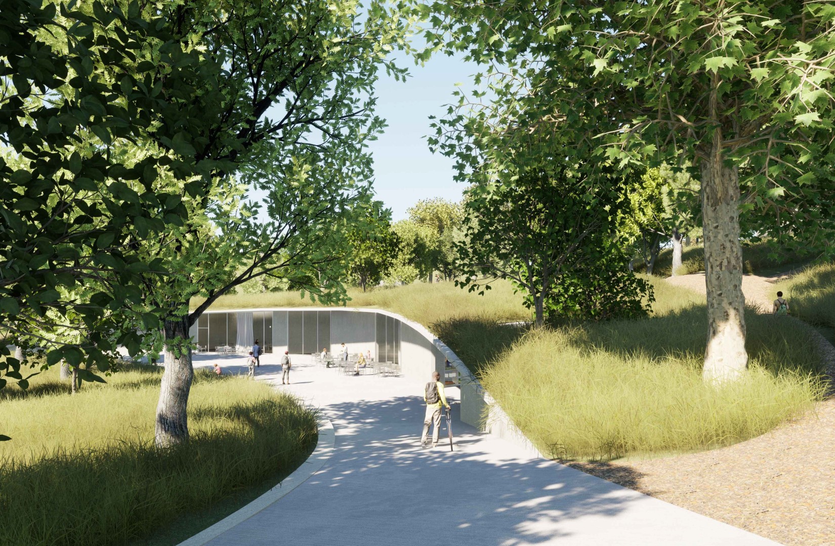 Idejno rješenje Interpretacijski centar Špilja Vindija, prva nagrada, autori Vanja Ilić arhitektura i produkt dizajn, Goran Josip Zmaić graf[4]