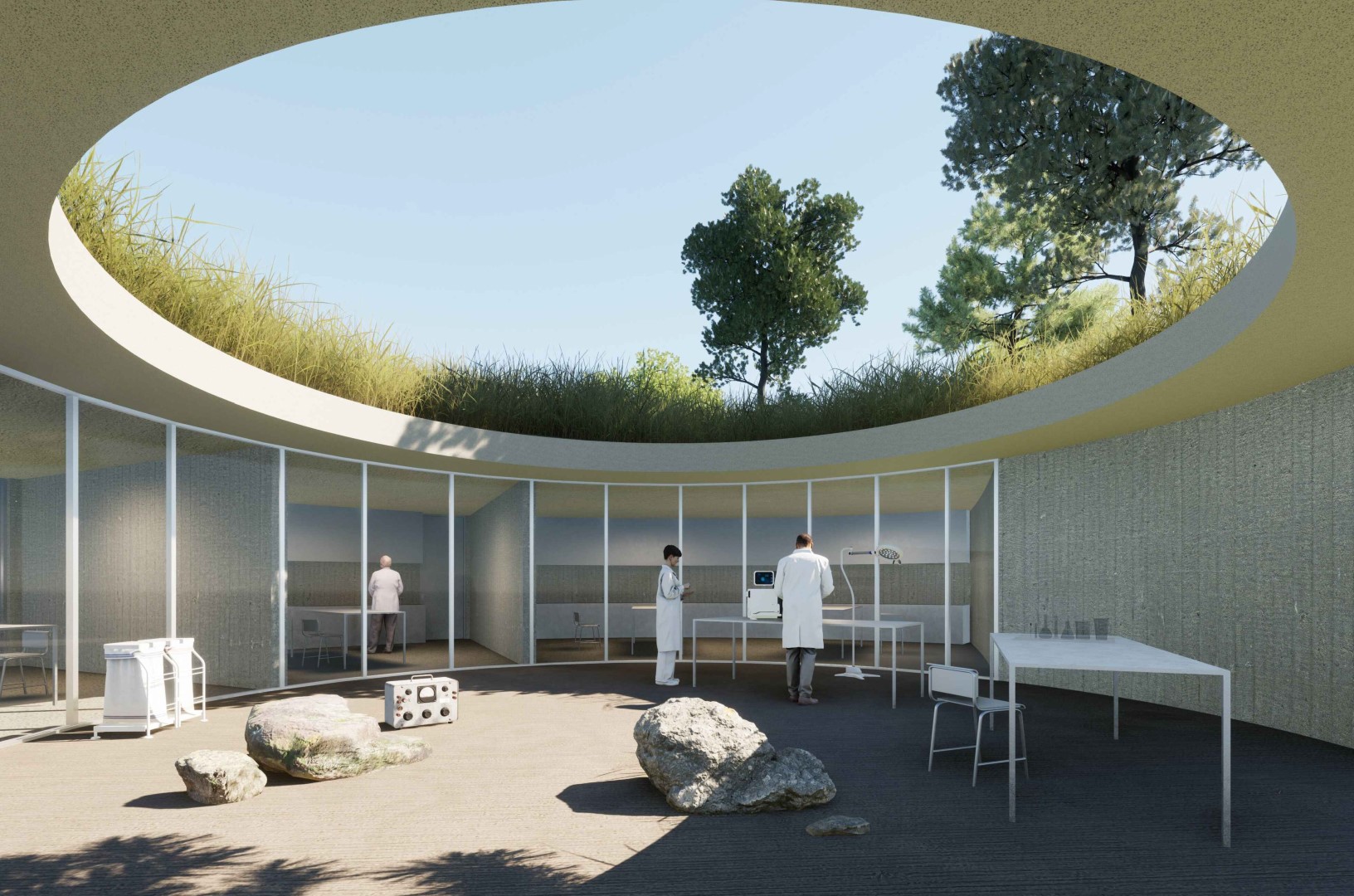 Idejno rješenje Interpretacijski centar Špilja Vindija, prva nagrada, autori Vanja Ilić arhitektura i produkt dizajn, Goran Josip Zmaić graf[7]