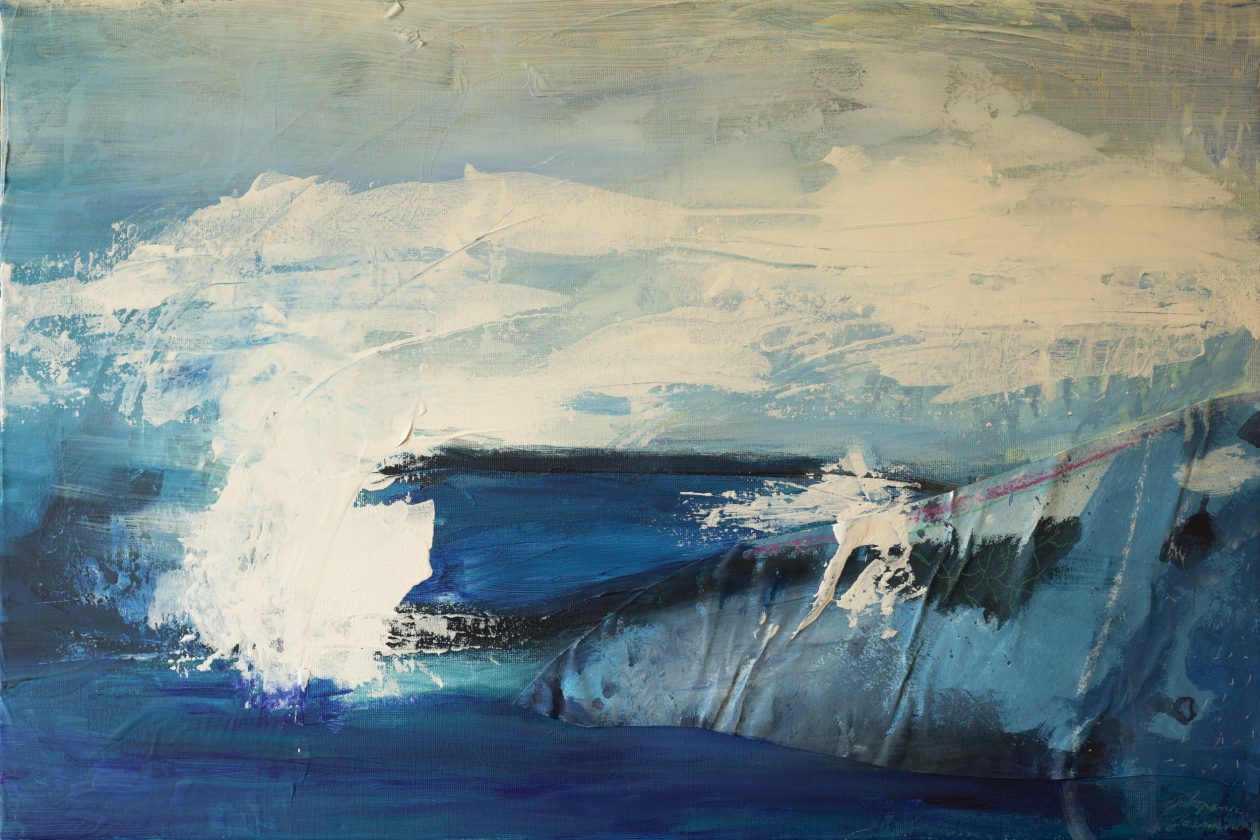 Jakopanec Jasmina_Dio morskog dna, dio neba_kombinirana tehnika (akril, pastel, kolaz)_39,5×59,5cm_2024