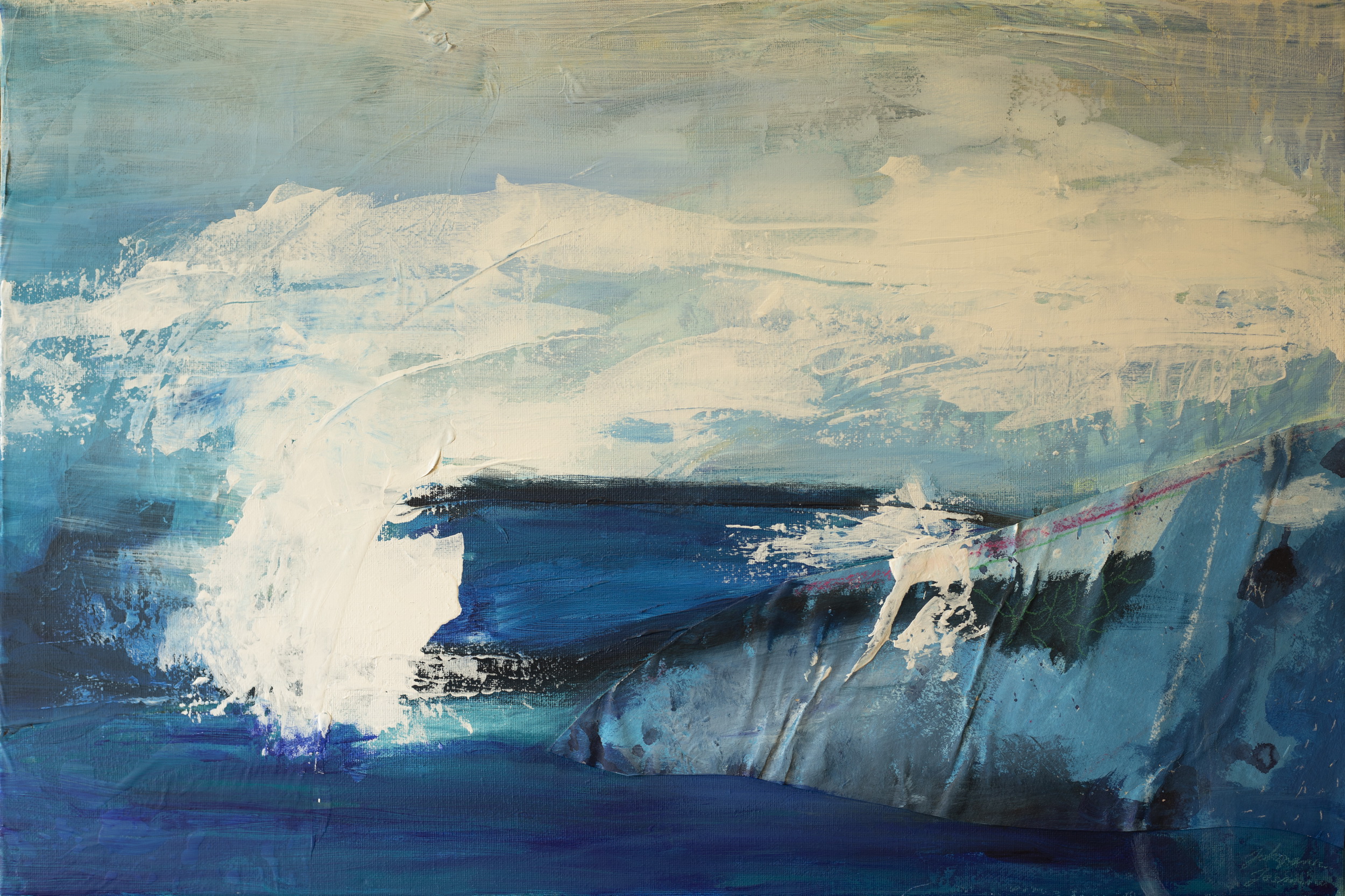 Jakopanec Jasmina_Dio morskog dna, dio neba_kombinirana tehnika (akril, pastel, kolaz)_39,5×59,5cm_2024