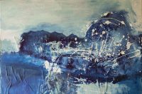 Jakopanec Jasmina_U vrtlogu ekspresivne srece_kombinirana tehnika (akril, pastel, kolaz)_50x70cm_2024