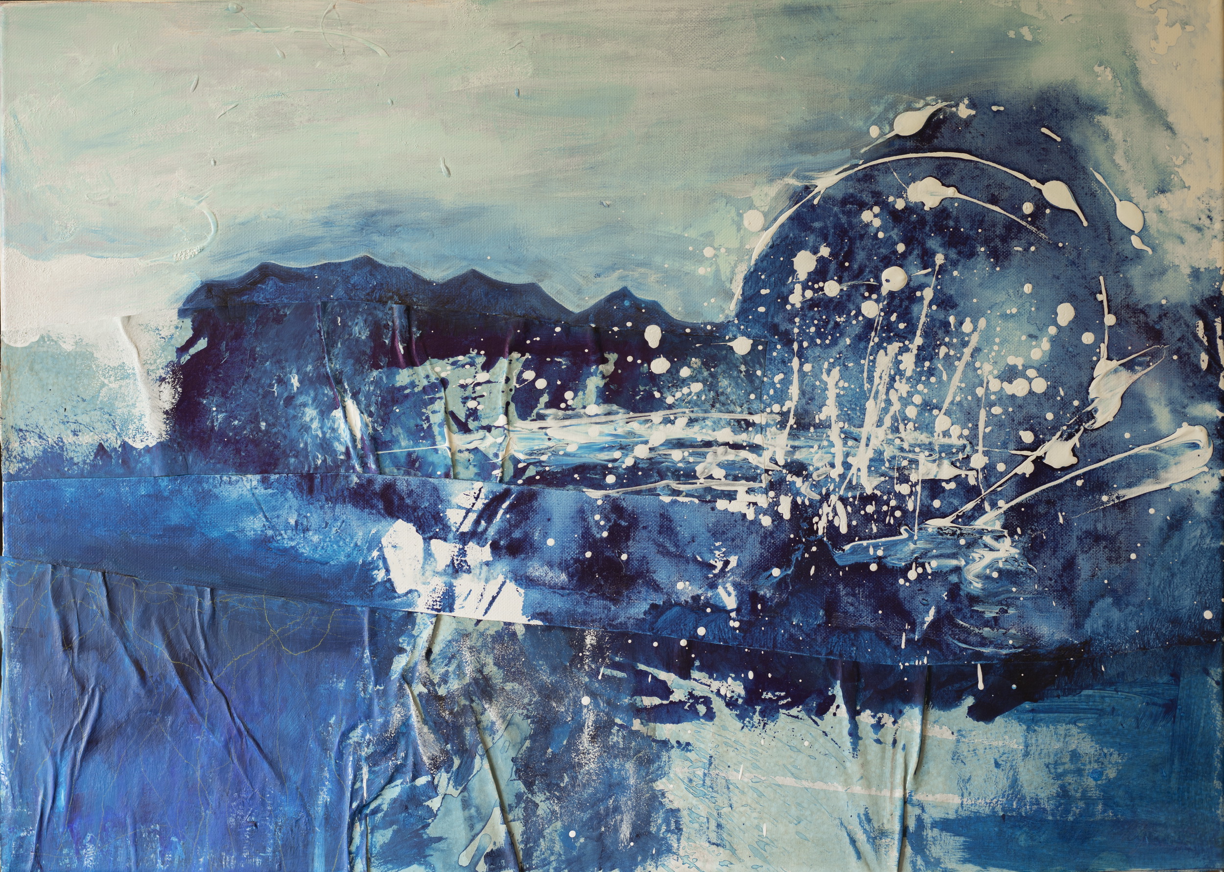 Jakopanec Jasmina_U vrtlogu ekspresivne srece_kombinirana tehnika (akril, pastel, kolaz)_50x70cm_2024